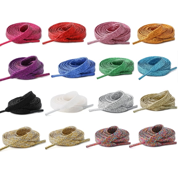 6 Pairs Flat Glitter Shoelaces Colorful Sequin Shoelaces 42 Inch Shoe Laces for Sneakers Skate Shoes Sport Shoes Boots