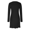 thumbnail image 4 of Oplxuo Sweater Dresses for Women Elegant Scoop Neck Long Sleeve Pullover Casual Knitted A-Line Mini Dress, 4 of 5