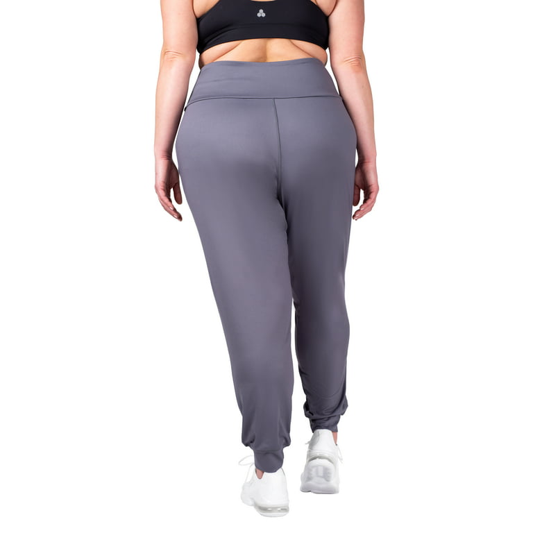INERZIA 2 Pack Womens Plus Size Joggers with Pockets Plus Size Sweatpants  For Women High Waist Yoga Pants for Gym and Workout Black and Sage 1X