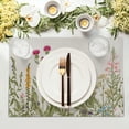 thumbnail image 3 of Floral Placemats Set of 4 Washable Non-Slip Heat Resistant 12×18 Inch Spring Summer Wild Flowers Thick Place Mats Decorative Linen Fabric Table Mat for Dining Table Kitchen Home Decor, 3 of 6