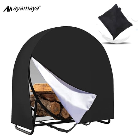 Ring Firewood Rack Cover Outdoor AYAMAYA Waterproof Windproof Wood Covers for Firewood with Zipper Heavy Duty 420D Log Hoop Cover Weather Resistant Log Cover UV Resistant PVC Wood Covers 40 inches