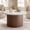 Marble & Walnut, variant on 31.5-Inch Round Marble Texture Coffee Table with Tambour Design, Mid-Century Modern Wood Drum Accent Center Table