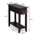 thumbnail image 4 of Giantex Narrow End Table, Slim Side Table w/Drawer, ightstand Bedside Table for Small Spaces, (2, Espresso), 4 of 8