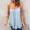 thumbnail image 2 of Mujeres moda sexy sin mangas color sólido chaleco tops tanque chaleco con volantes dobladillo blusa Pompotops lopia991559, 2 of 9