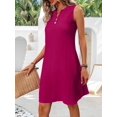 thumbnail image 5 of Women Casual A-Line Dress 2025 Sleeveless V Neck Pleated Sundress Loose Tank Dresses Rose Red L, 5 of 9