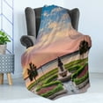 thumbnail image 4 of Charleston Soft Flannel Fleece Blanket, South Carolina USA at Waterfront Park Ocean Scenery Illustration Coastal Beach, Cozy Plush for Indoor and Outdoor Use, 70" x 90", Multicolor, by Ambesonne, 4 of 5