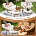 thumbnail image 4 of RADIATA Oversized Papasan Rocking Chairs with Ottomans, Set of 2, 5.1" Cushions and 450 lb Heavy-Duty Rattan Patio Lounge Rocker Set for Porch, Garden, Bedroom, Beige, 4 of 12