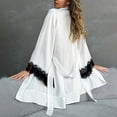 thumbnail image 3 of Silky Robes for Women 3/4 Sleeve Lace Loose Fit Kimono Robe Bride Bridesmaid Wedding Party Robe Sleepwear, 3 of 6