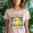 thumbnail image 5 of Back to School Testing Shirt for Teachers and Students | Checkered Smiley Squad Tee, Black, Size L, 5 of 6