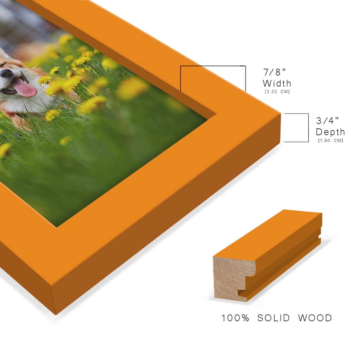 Modern Real Wood 3.5x5 inch Picture Frame in Orange