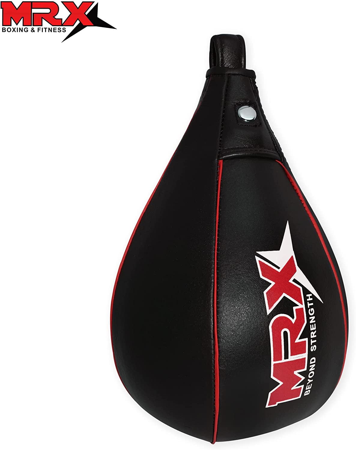 MRX Speed Punching Bags Genuine Leather MMA Training Speed Bag Muay Thai SpeedKills Punching, Dodge Striking Bag for Workout Pro Boxing Bag for Home Gym Kids, Men, Women Full Black Red