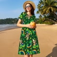 thumbnail image 4 of Lsque Cat St Patrick's day Print Women's Casual Dress T-Shirt Summer Short Sleeve Scoop Neck Swing Dresses, 4 of 6