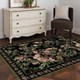thumbnail image 3 of 3'x5' Rug for Living Room Bedroom, Black Spring Floral Washable Area Rugs Non-Slip Carpet Mats, Elegant Pastoral Flowers Birds Retro Art Indoor Low Pile Area Rug Runner for Kitchen, Mudroom, 3 of 8
