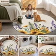 thumbnail image 6 of Area Rug 36in, Spring Sunflowers Lavender Floor Carpet Living Room Rug, Vintage Plants on Linen Non-Slip Welcome Mat Indoor Rugs for Bedroom Dining Room, 6 of 9