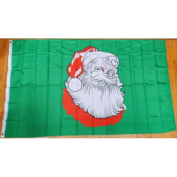 Christmas Santa Green 3'x5' Flag Rough Tex ® 100D