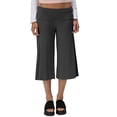 thumbnail image 3 of UDAUDU Fold Over Pants for Women Casual Wide Leg Cropped Pants Low Rise Fold Over Stretch Gaucho Pants for Summer Beach Holiday Going Out Streetwear Dark Gray L, 3 of 7