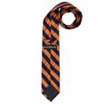 thumbnail image 3 of Jacob Alexander College Stripe Woven Extra Long Neck Tie for Big and Tall Men - Orange Navy, 3 of 5