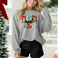 thumbnail image 3 of Women's Christmas Sweatshirt Cheerful Embroidered Sweater Crew Neck Wool Linen Warm Winter Wear, 3 of 10