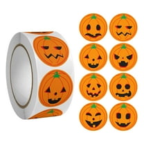 Harlier 500 PCS Halloween Pumpkin Stickers for Kids, 0.98 Inch Halloween Roll Round Circle Face Stickers, Adorable Sticky Pumpkin Emotion Face Stickers for Halloween Party Decorations