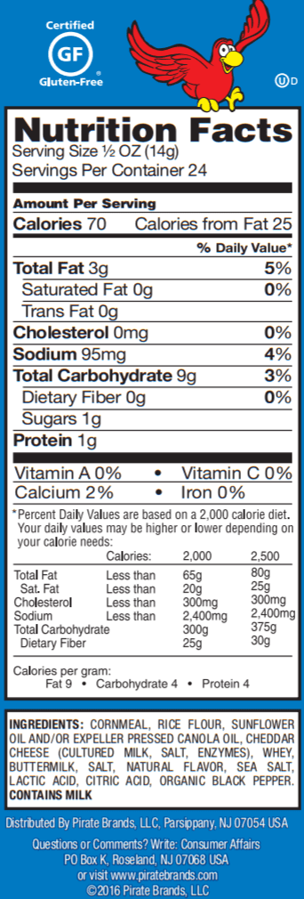 Pirate's Booty Gluten Free Aged White Cheddar Cheese Puffed Kid Snacks Multipack, 0.5 oz (24 count)