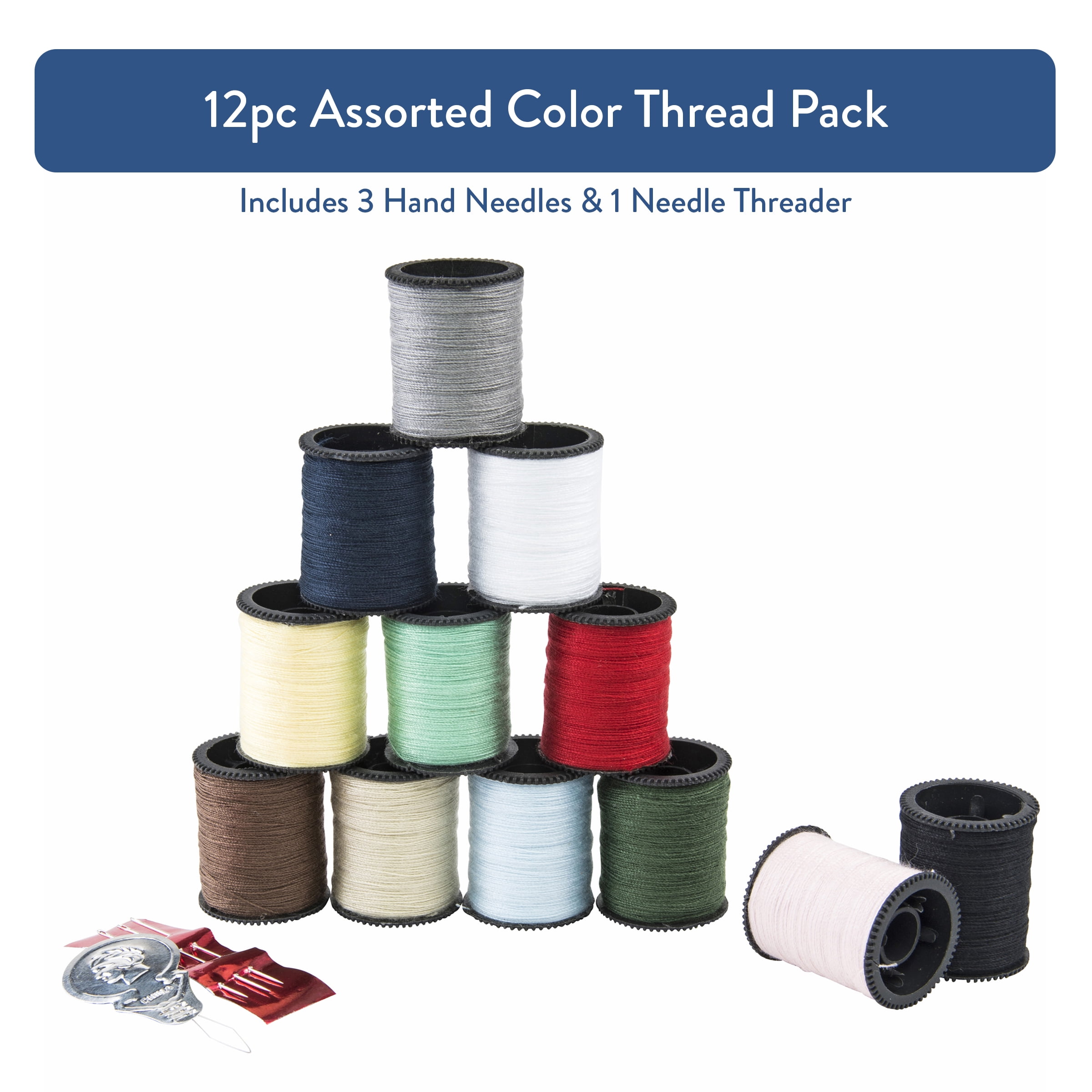 Hello Hobby Polyester Hand-Sewing Thread pack, 12 Assorted Colors, 25 Yards Each