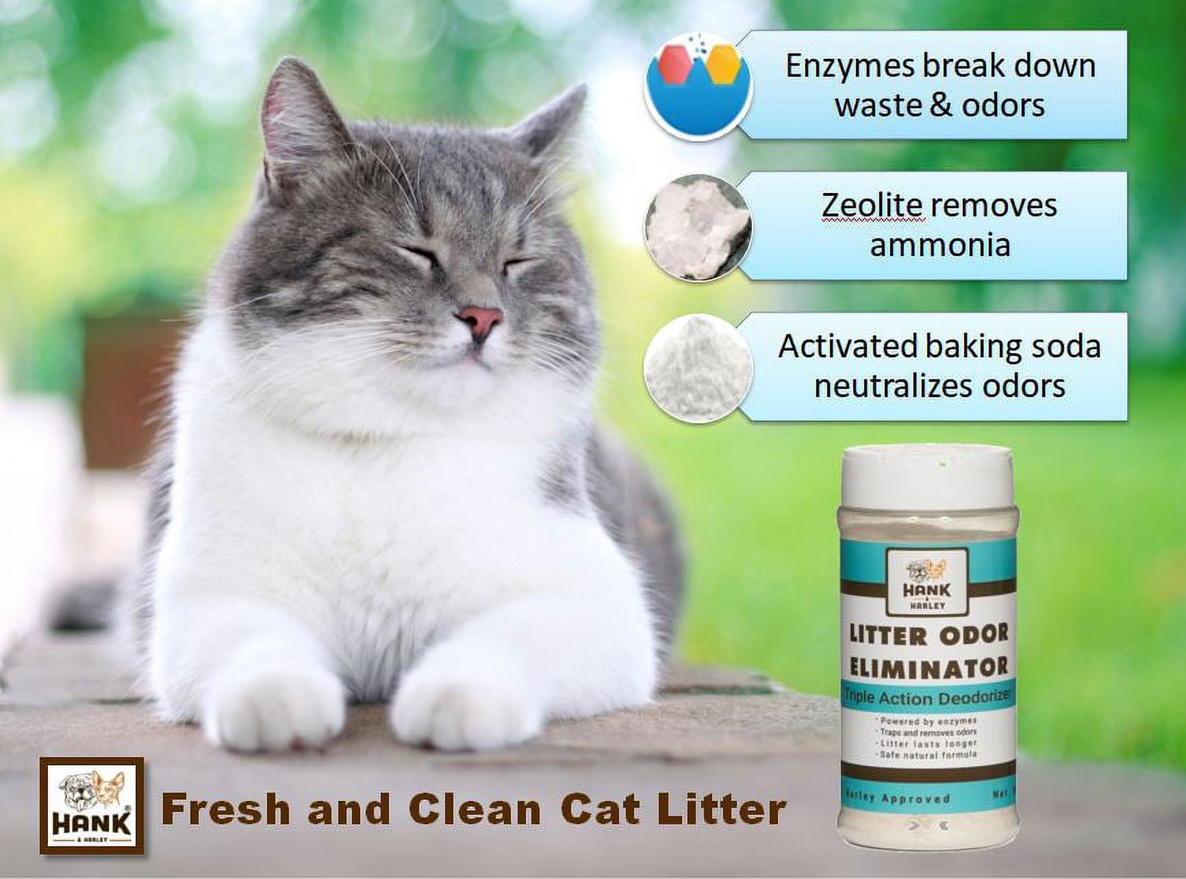 Extreme Enzyme Cat Litter Odor Eliminator, 3 lbs. Triple Action deodorizing powder with enzymes and ammonia removers