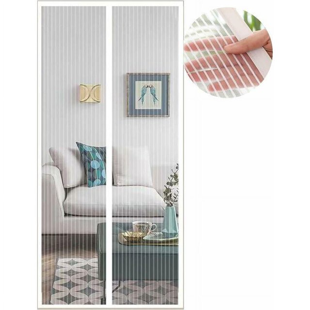 Mosquitera Puerta Ventana 80x205, Cortina Mosquitera Magnética Blanca, Proteja A Su Familia