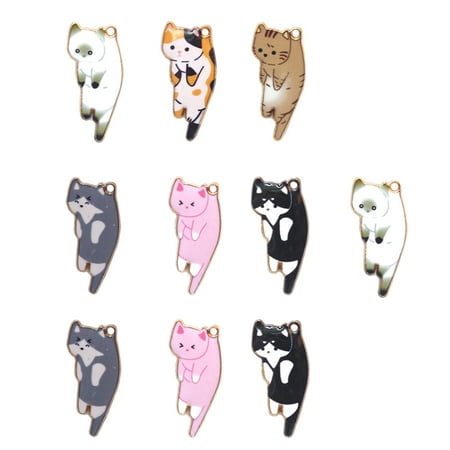 

30pcs Enamel Cat Charm Pendant Adorable Charms DIY Jewelry Hanging (Mixed Style)