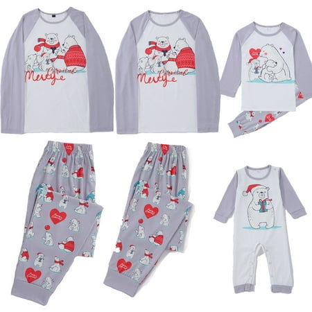 

Dadaria Matching Family Pajamas Christmas Men Dad Printed Blouse Long Sleeve Tops+Pants Xmas Family Matching Pajamas Set Gray Men M