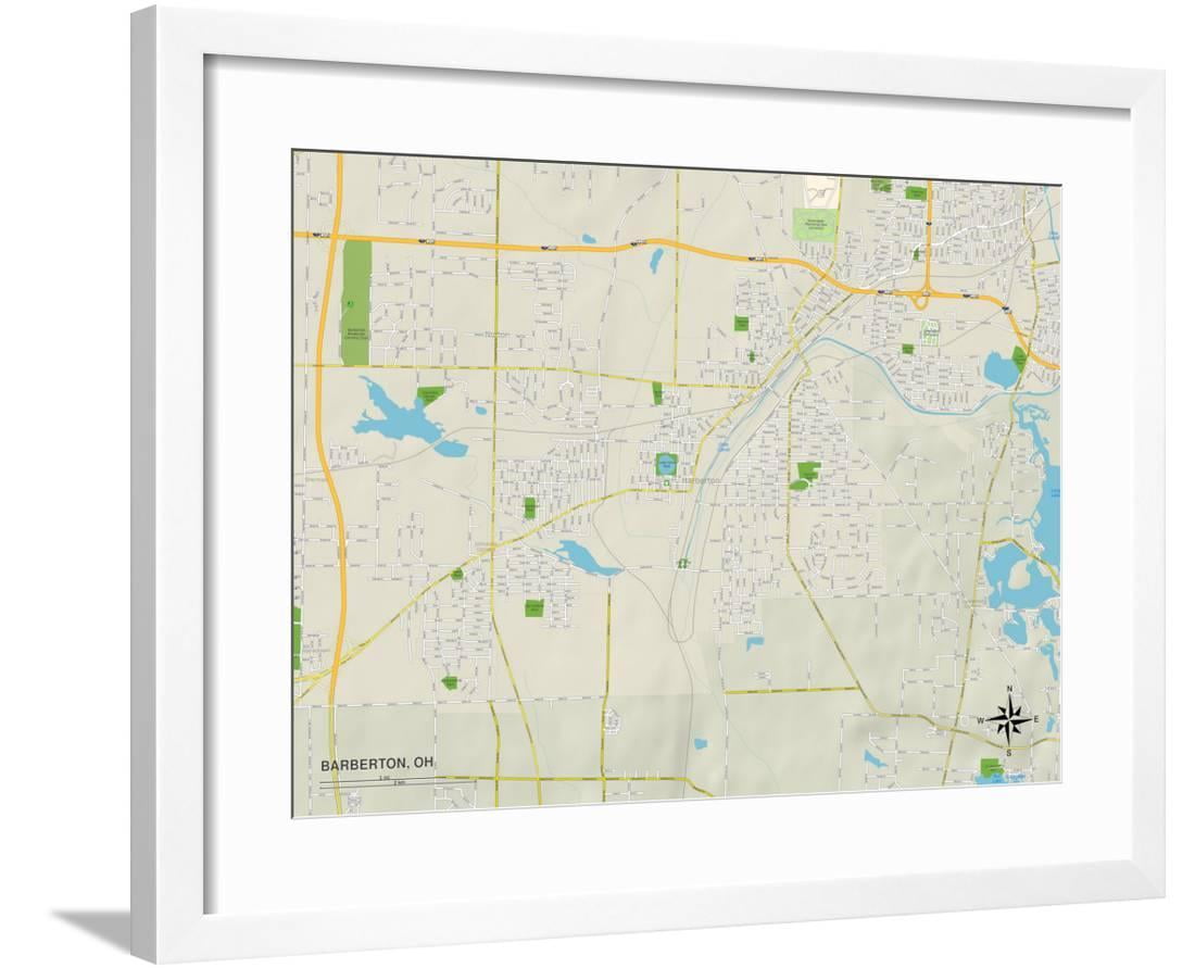 Political Map of Barberton, OH Framed Print Wall Art