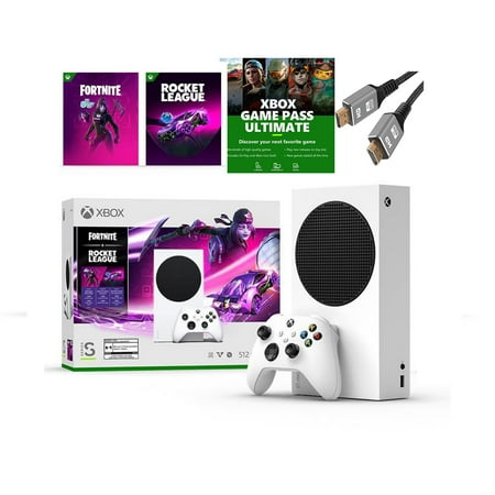 Microsoft Xbox Series S 512GB SSD– Fortnite & Rocket League Bundle with Xbox Game Pass Ultimate: 1 Month and MTC4 High Speed HDMI Cable