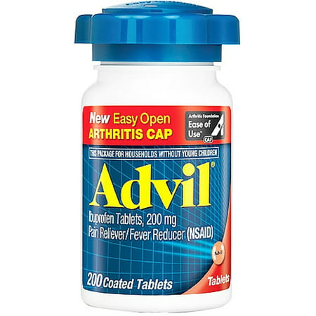 Advil Easy Open Cap (200 Count) Pain Reliever / Fever Reducer Coated Tablet, 200mg Ibuprofen, Temporary Pain