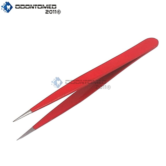 OdontoMed2011 Eyelashes Tweezers RED Straight Eye Lash Extension Clip Makeup Tools-PICK