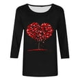thumbnail image 4 of Summer Tops Viikei Fall Womens Tops Long Sleeve,2025 New Year Women's Casual Printed Round Neck Three Quarter Sleeve 3/4 Sleeve T-shirt Top Black S, 4 of 4