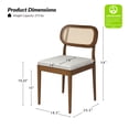 thumbnail image 4 of Farmhouse Dining Chairs Set of 6 Rattan Side Chairs Wood Legs Removable Cushion Home Kitchen Restaurant, 4 of 8