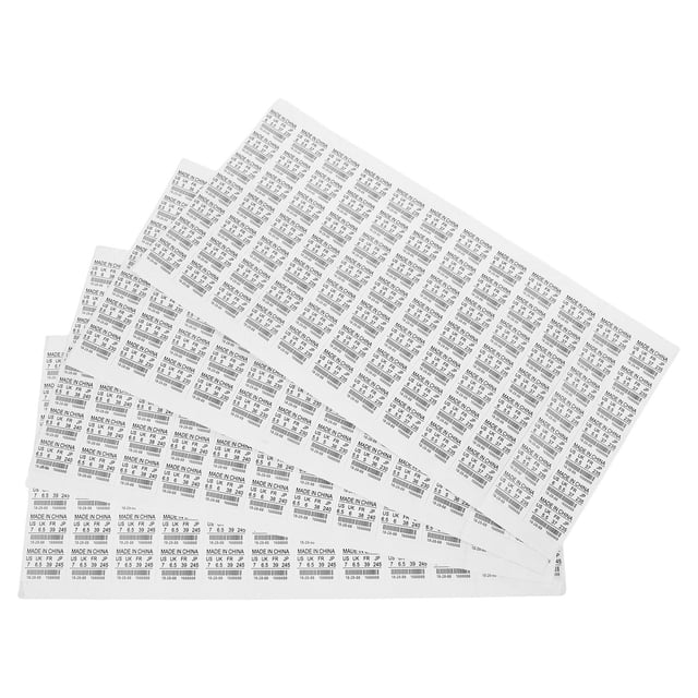OULII 4 Sheets Shoes Size Tag Sticker White Rectangle Paper for Shoe Industry Storage Organization and Retail