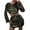 Black, variant on Miqool Women's 2 Piece Rave Outfits Sparkly Sequin Long Sleeve Crewneck Crop Tops with Glitter Sequin Mini Skirts Suit Set Clubwear for Festival Party Prom
