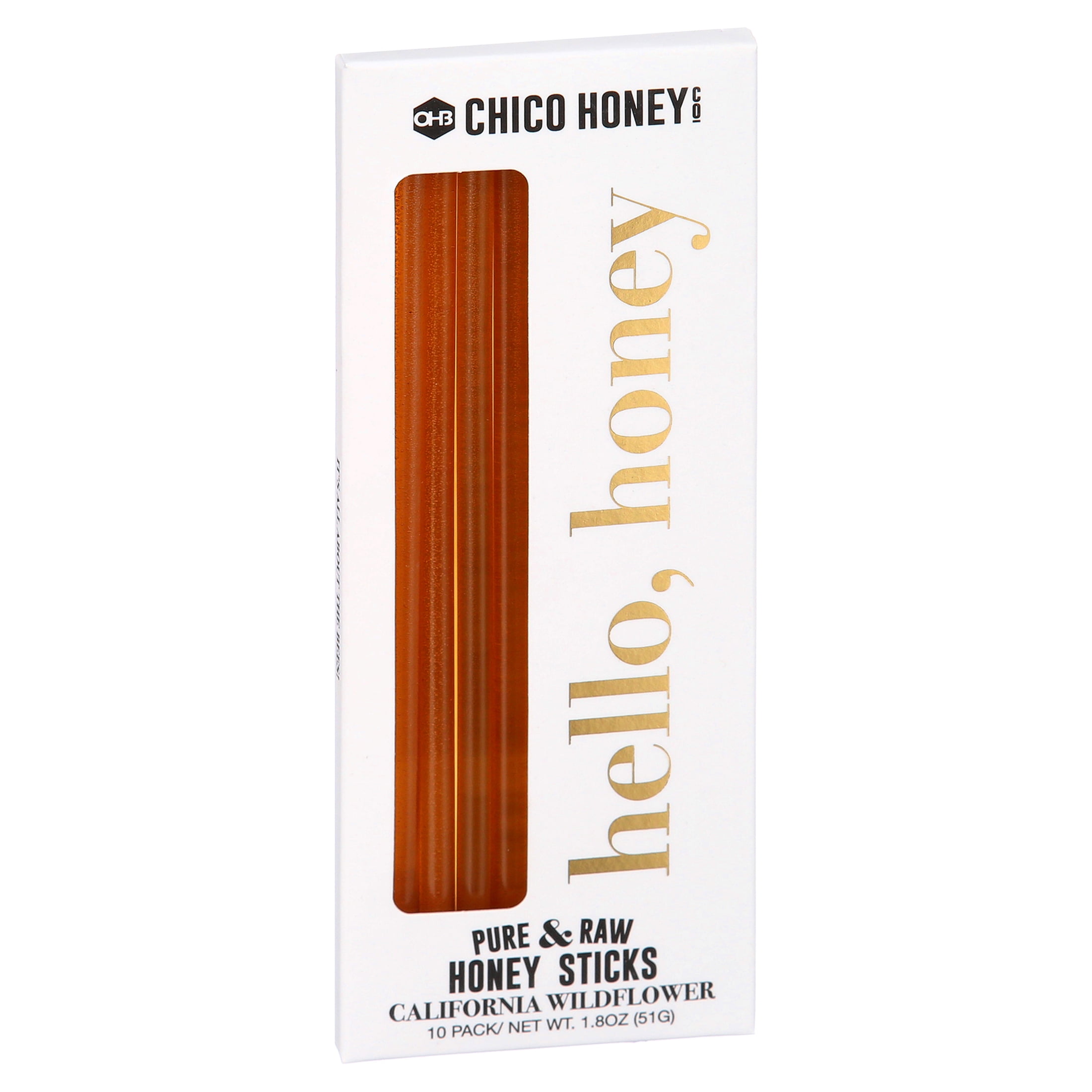 OHB Chico Honey Company, California Wildflower Honey 10pk Sticks 1.8oz