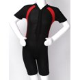 thumbnail image 4 of RUNQHUI Kids Girls One Piece Short Sleeve Wetsuit Swimwear Shorty Aerobics Swimming Rash Guard Diving Black 12, 4 of 7