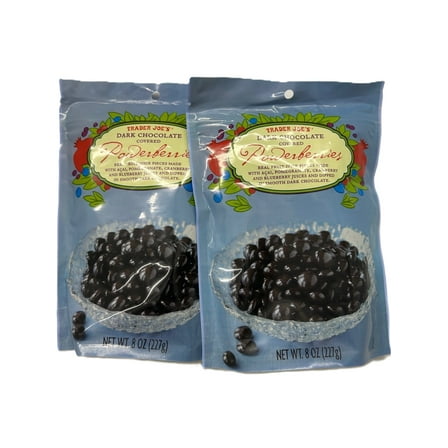 Trader Joe's Dark Chocolate Covered Powerberries – 8 oz Bag (Pack of 2)