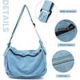 thumbnail image 2 of Denim Hobo Purse Bags Casual Canvas Messenger Shoulder Bag Retro Large Crossbody Satchel Bags for Women and Men, 2 of 7