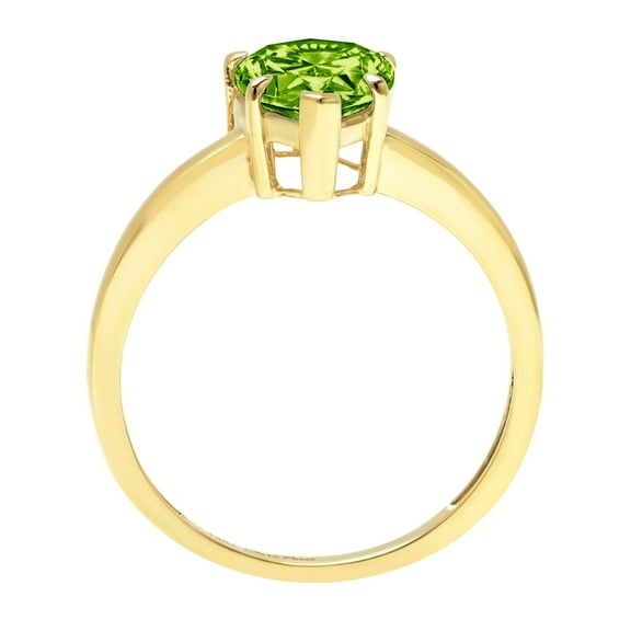 1.5 ct Pear Cut Natural Peridot Solitaire Engagement Ring for Women in 18K Yellow Gold