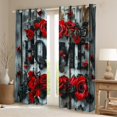thumbnail image 2 of Rideaux Occultants Roses Rouges pour Fenêtres 30 %-50 %, Rideaux en Bois Rustique de Ferme Turquoise pour Salon, Rideaux Romantiques pour la Saint-Valentin 52Wx63L 2 Panneaux, 2 of 6