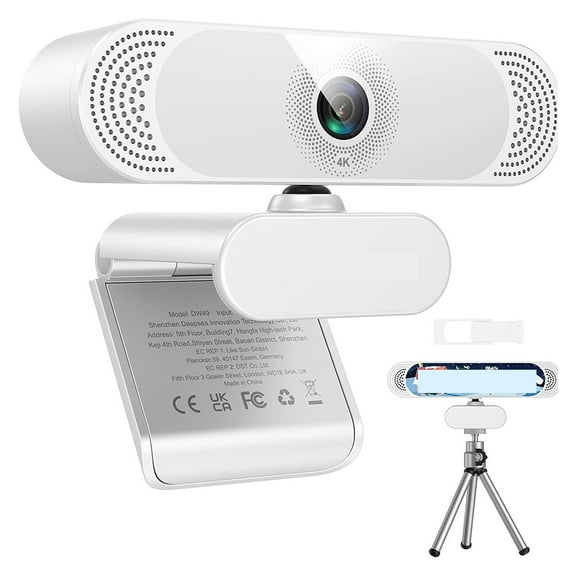 4K Webcam For PC Web Cam With Noise-Canceling Microphone/ Privacy Cover/ Tripod USB Web Camera For Computer Office ,HD Video