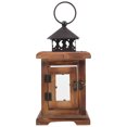 thumbnail image 2 of Shisuyan Candle Lantern Rustic Design Wooden Iron Glass 1Pack 8.7X4.3X4.3In, 2 of 9
