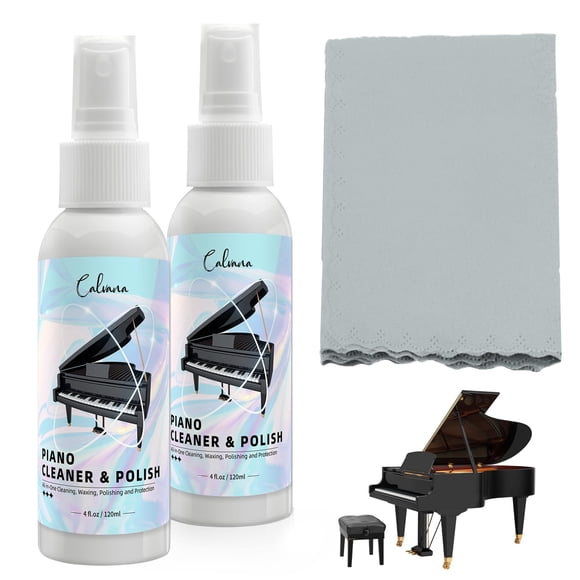 Kit limpiador y abrillantador para piano Calvana 120 ml (4 oz) x2 con paño