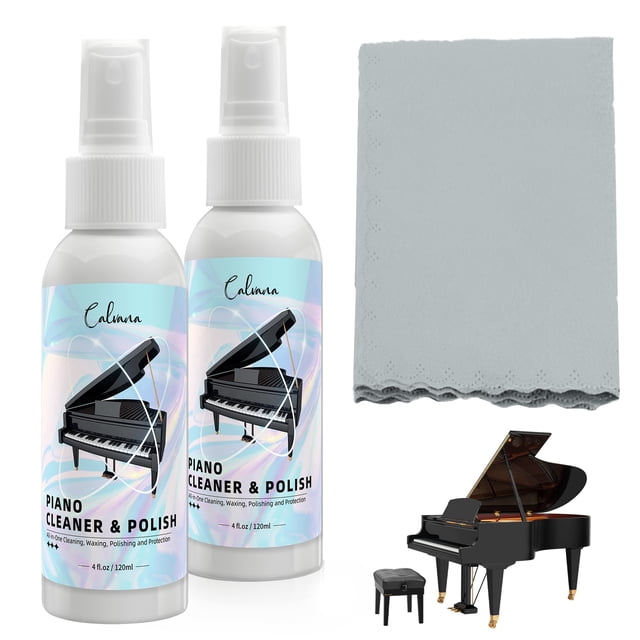 Kit limpiador y abrillantador para piano Calvana 120 ml (4 oz) x2 con paño