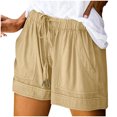 thumbnail image 2 of Womens Shorts Casual Summer Beach Drawstring Shorts 5 Inch Wide Leg Lounge Shorts Vacation Trendy Shorts with Pockets, Limited Time Offer, Under 10 Dollars, 2 of 6