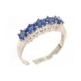 thumbnail image 1 of LBG British Made 10k White Gold Natural Sapphire Womens Eternity Ring - 33 size options - Size 4.25, 1 of 8