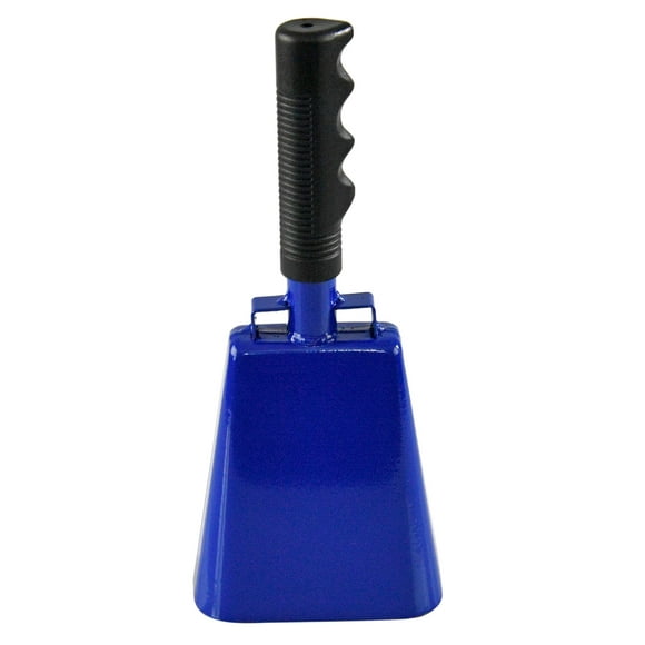 HOME-X Large 10” Iron Cowbell with Sturdy Handle, Cheering, Sporting Event Bell, Blue, 10” L x 4 ¼” W, 2 ½” H
